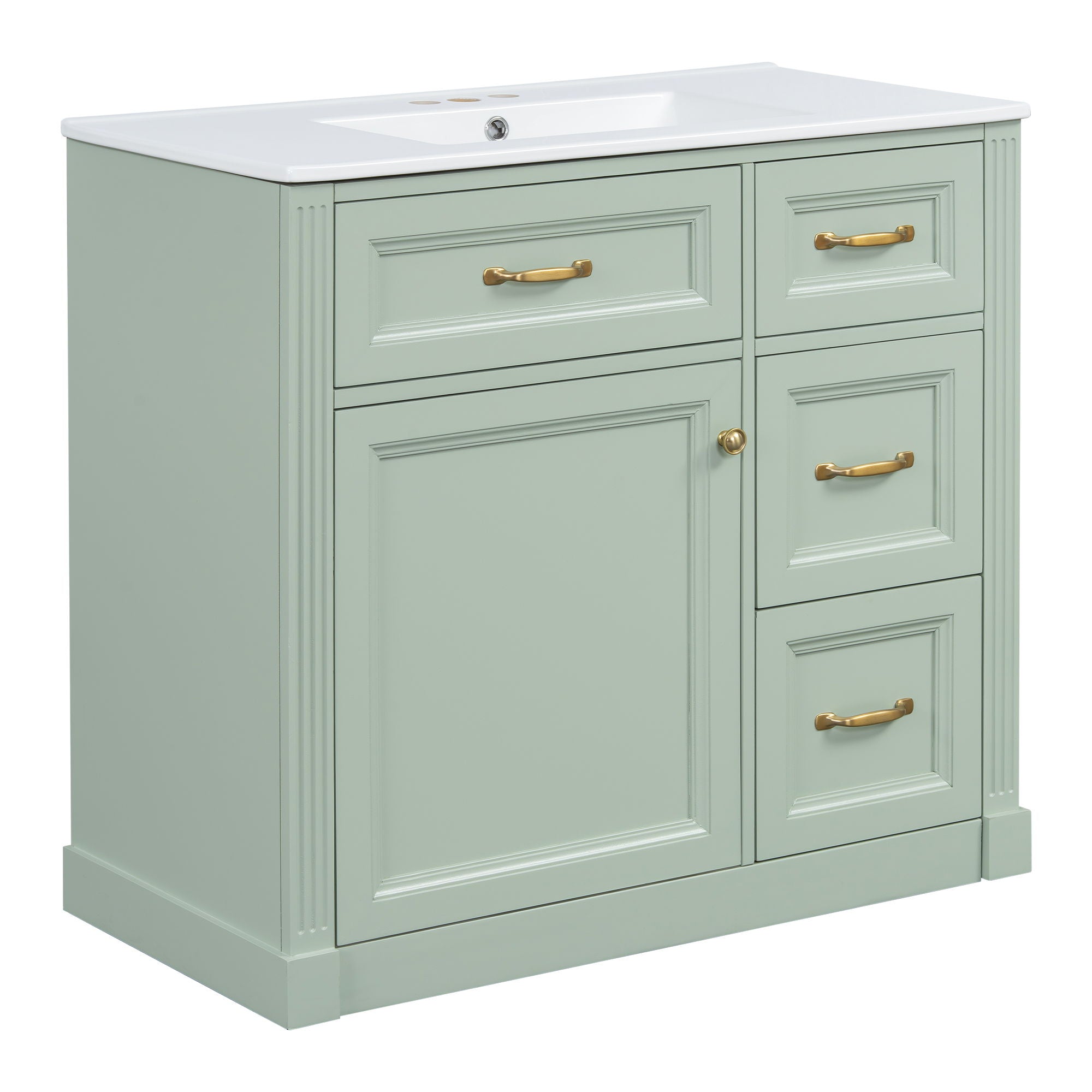 Modern Bathroom Vanity With Sink, 4 Drawers, Soft-Close Door, Adjustable Shelf