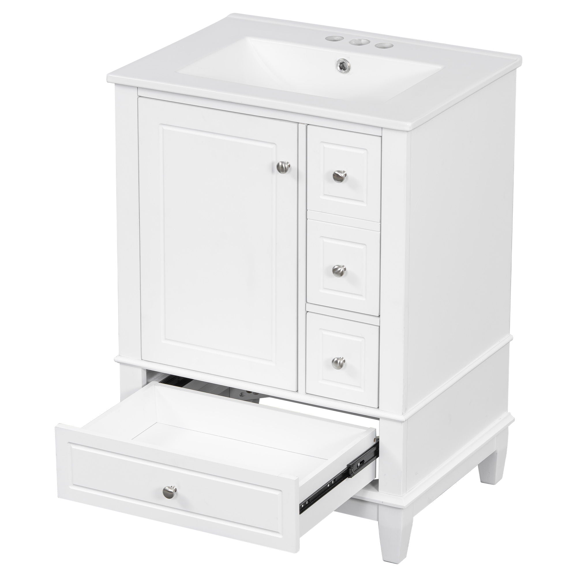 Modern Bathroom Vanity With Sink, Freestanding Cabinet With Drawers And Storage Shelves