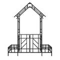 Garden Arch With Gate With Planter, Climbing Plants Support Outdoor - Black