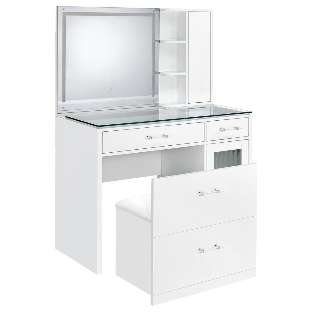 Kerr - 2 Drawer Makeup Vanity Table With Mirror And Stool