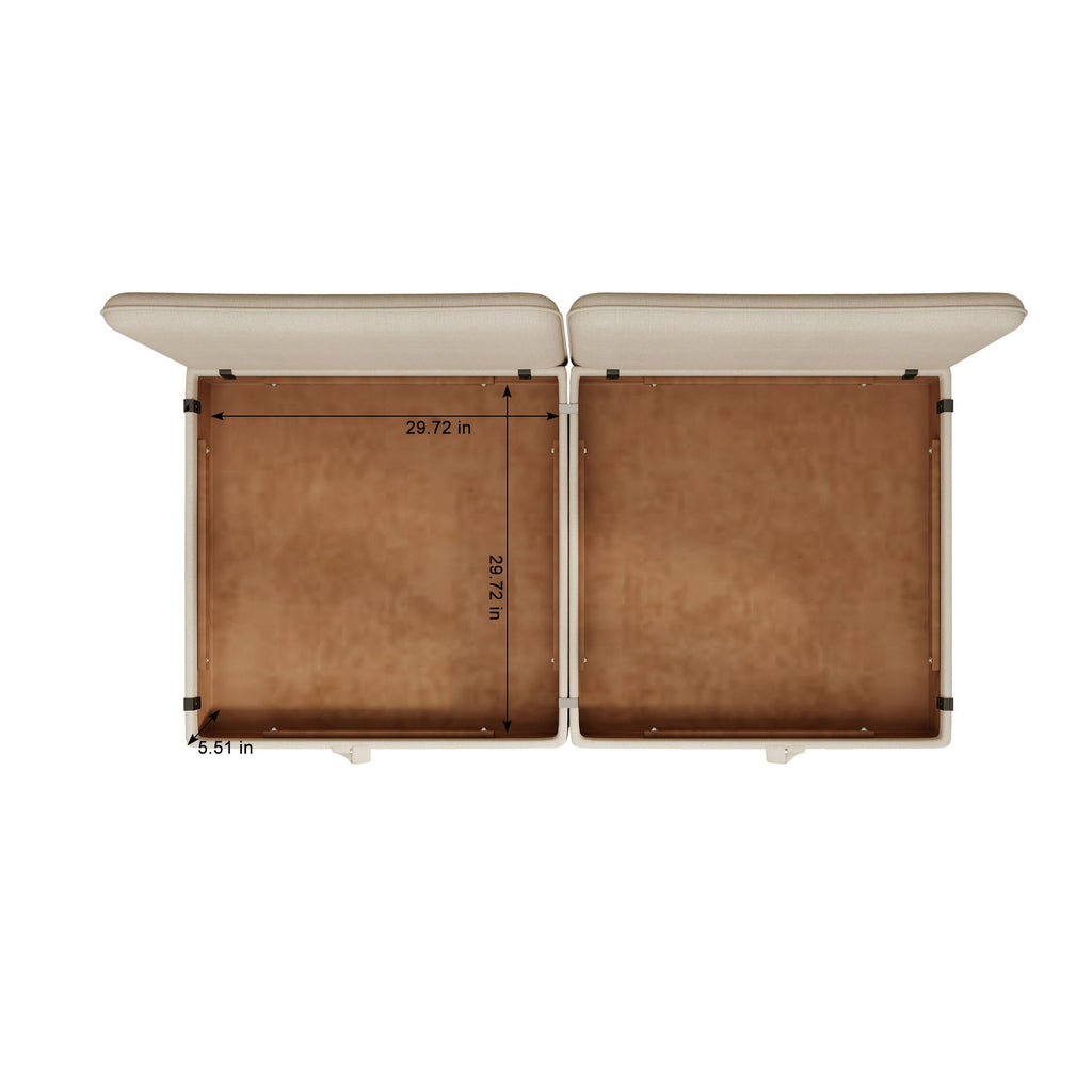 Modular Sectional Sofa With Storage, Convertible 2 Seater Sleeper Sofa - Beige