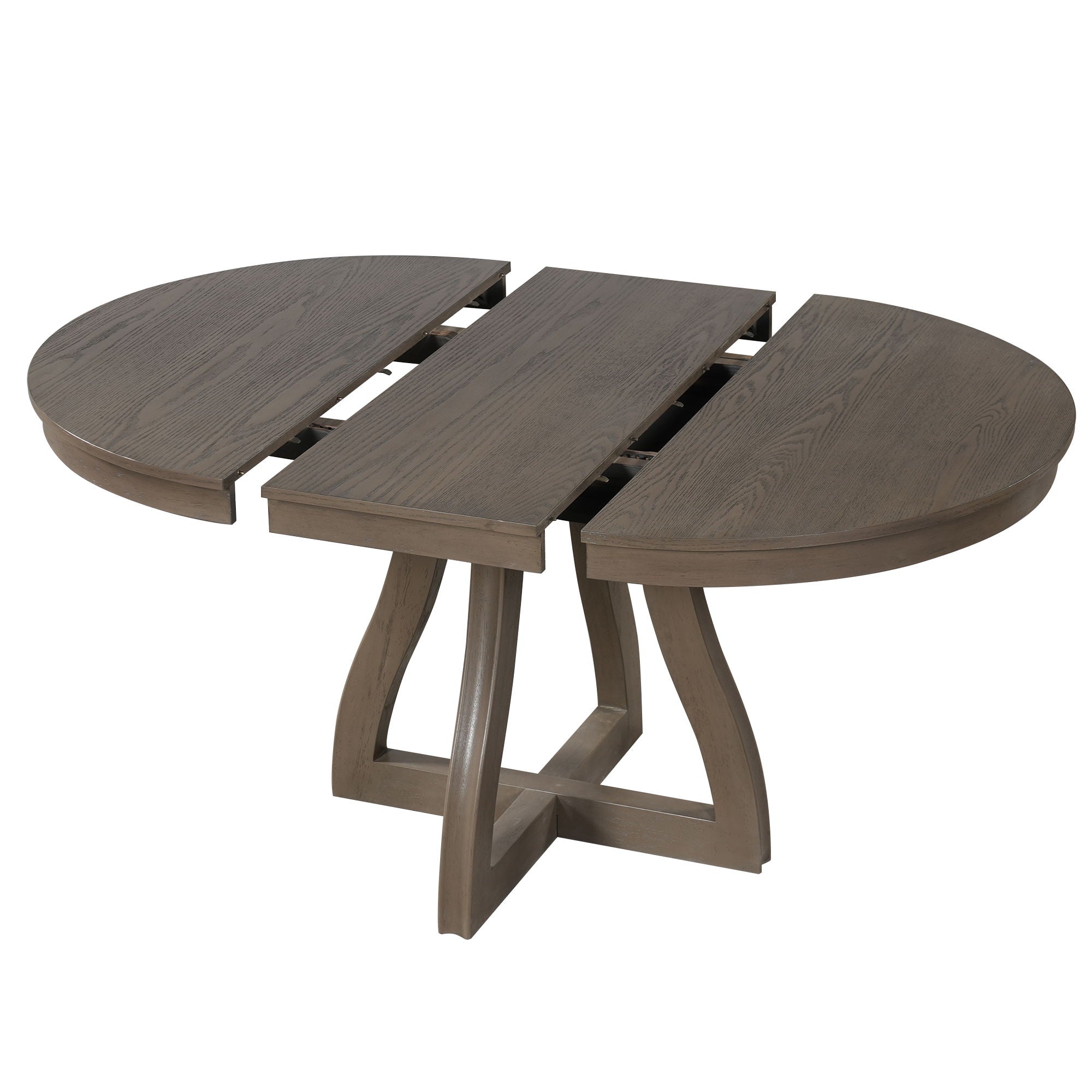 Round Extendable Dining Tabl, Middle Leaf, Curved Legs
