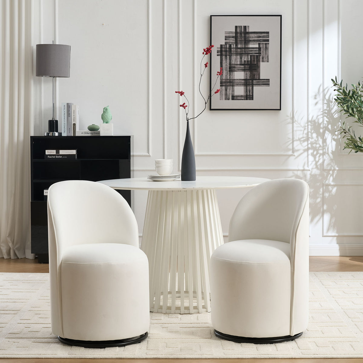 360 Degree Swivel Armless Dining Barrel Chair