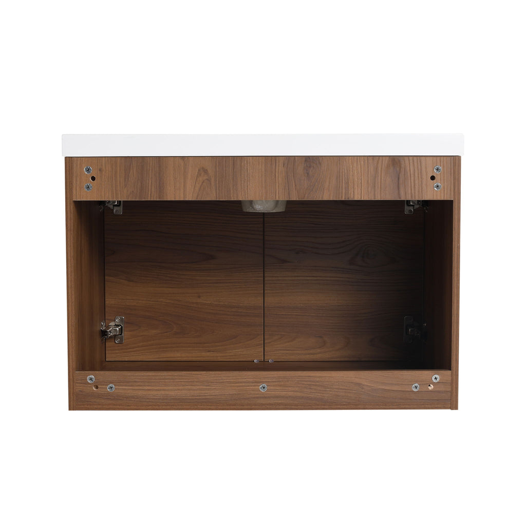 Bathroom Vanity Set With Resin Countertop Sink And 2 Doors, Engineered Wood