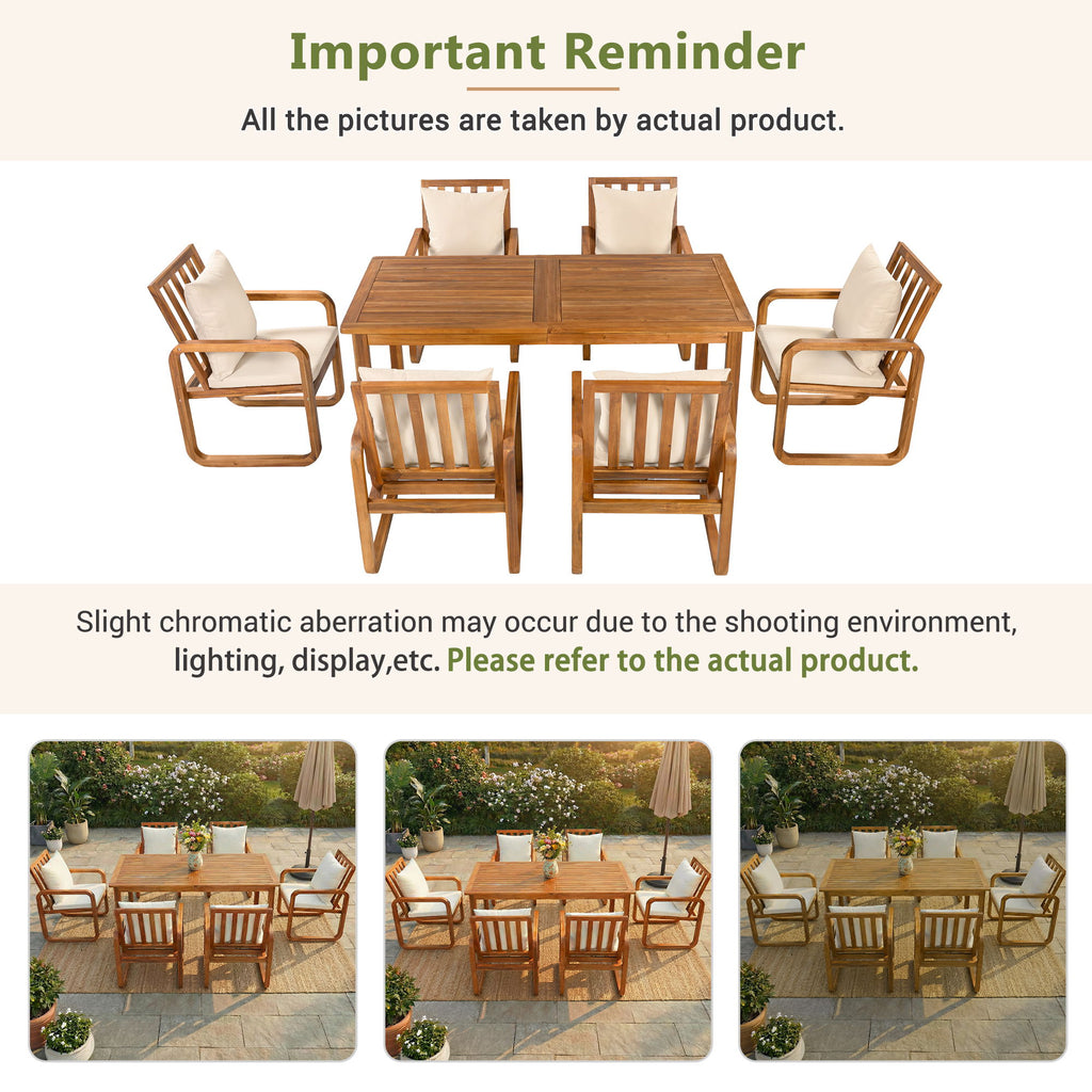 7 Piece Outdoor Patio Dining Set With Removable Cushions