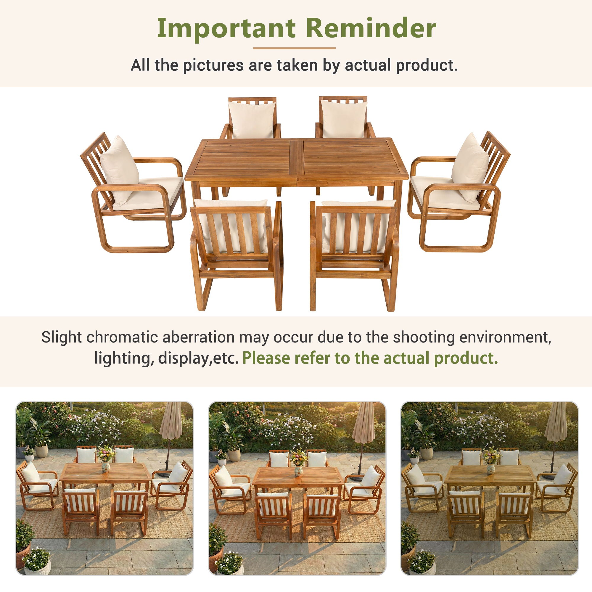 7 Piece Outdoor Patio Dining Set With Removable Cushions
