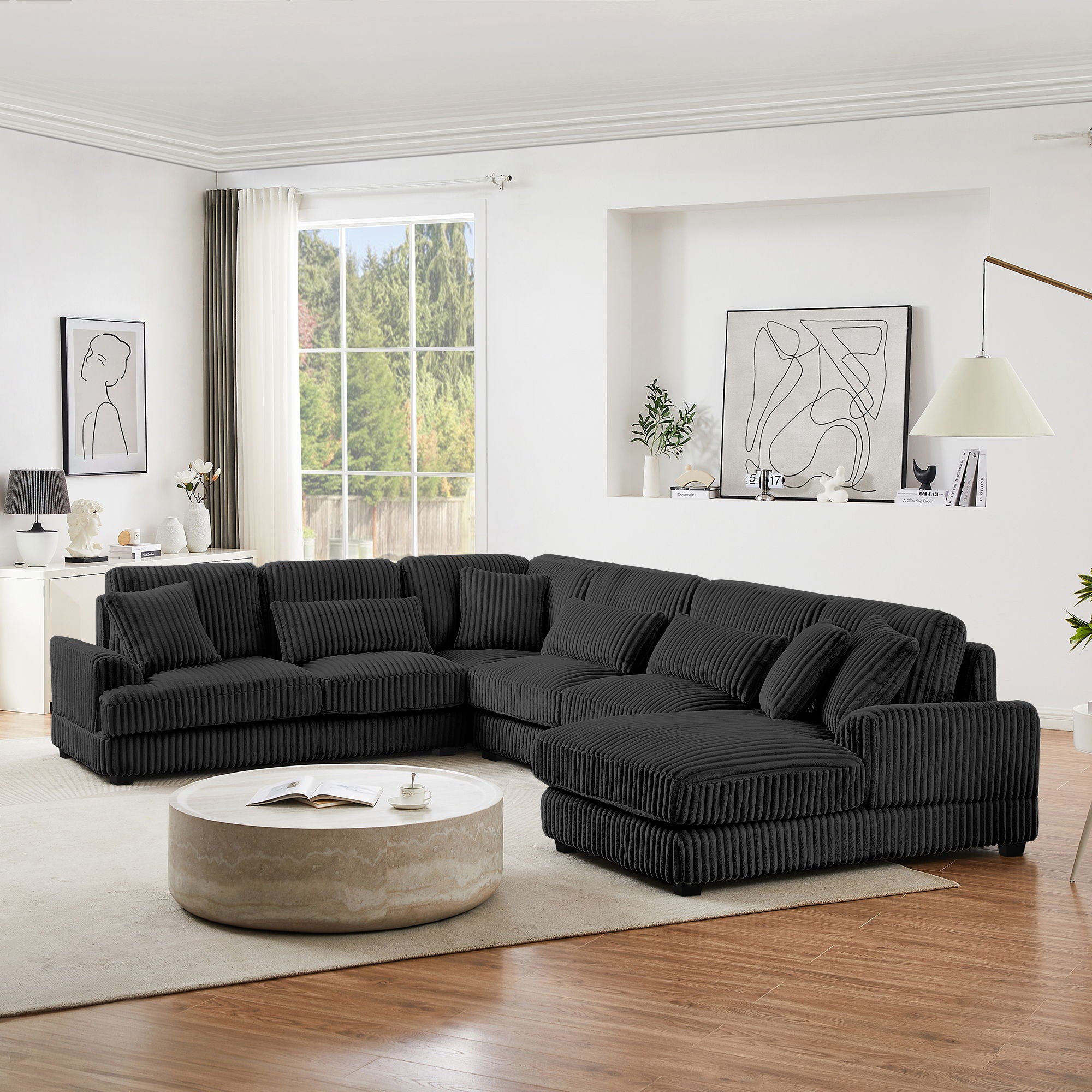 Oversized Sectional Sofa U - Shaped Sofa Couch Modern Sofa Upholstered In Soft With A Chaise Lounge For Living Room
