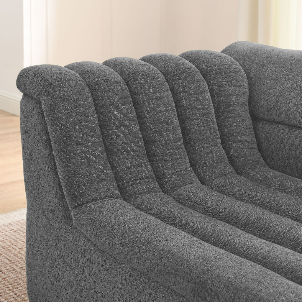 U-Shaped Modular Sectional Sofa With Chaise And Movable Ottoman With Wave-Shaped Armrest