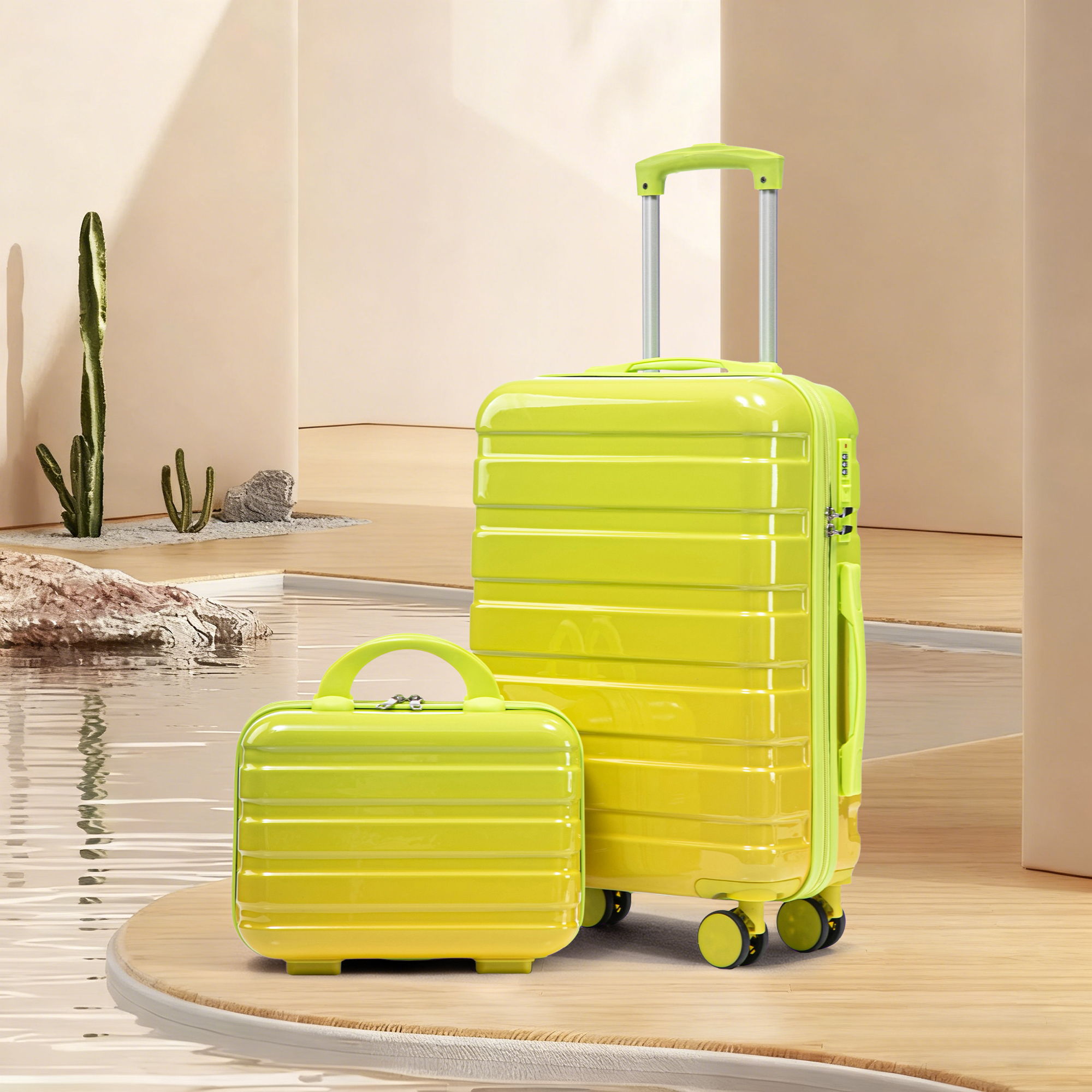 Luggage Set 14" / 20" With Combination Lock And Cosmetic Case