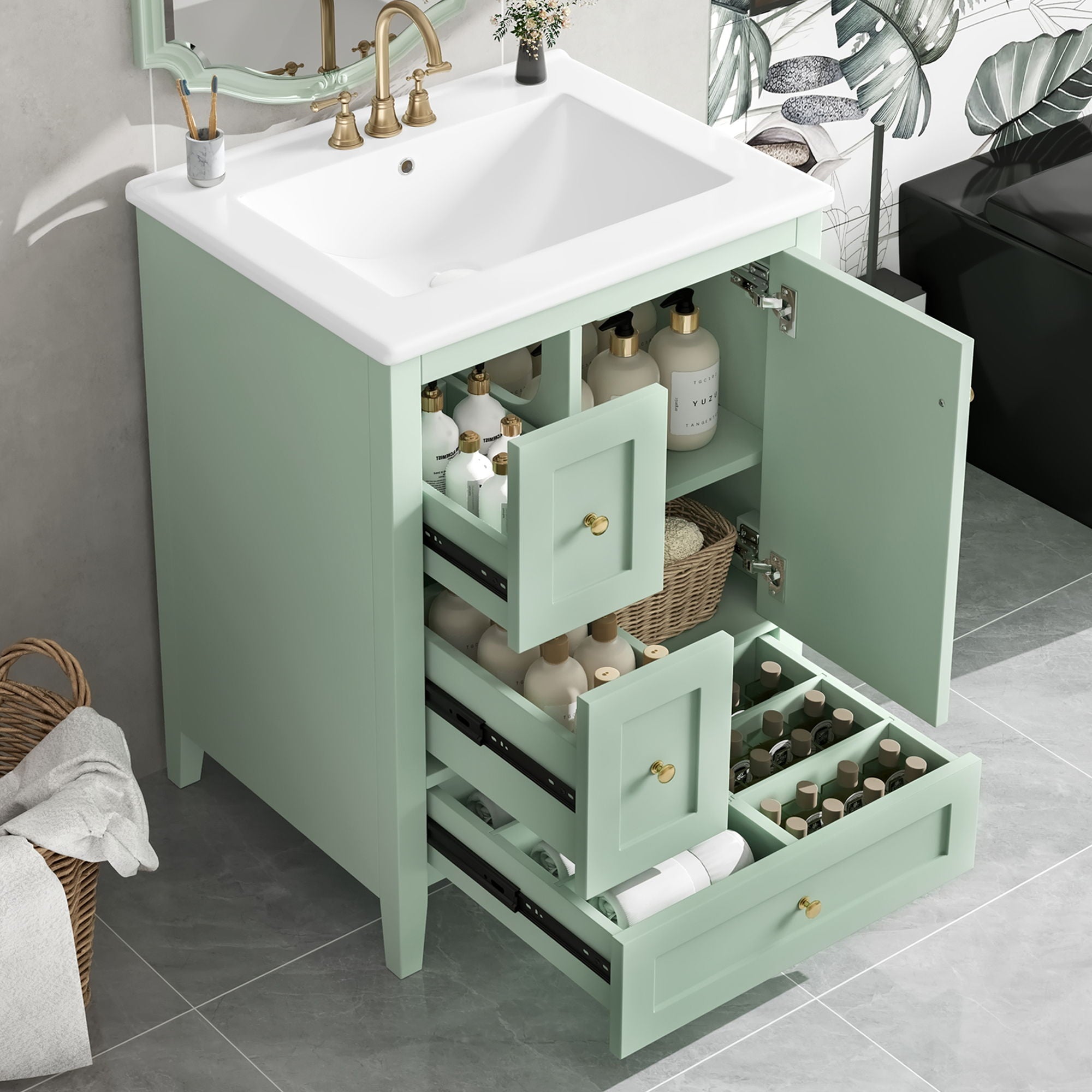 Bathroom Vanity With Storage, Removable Dividers