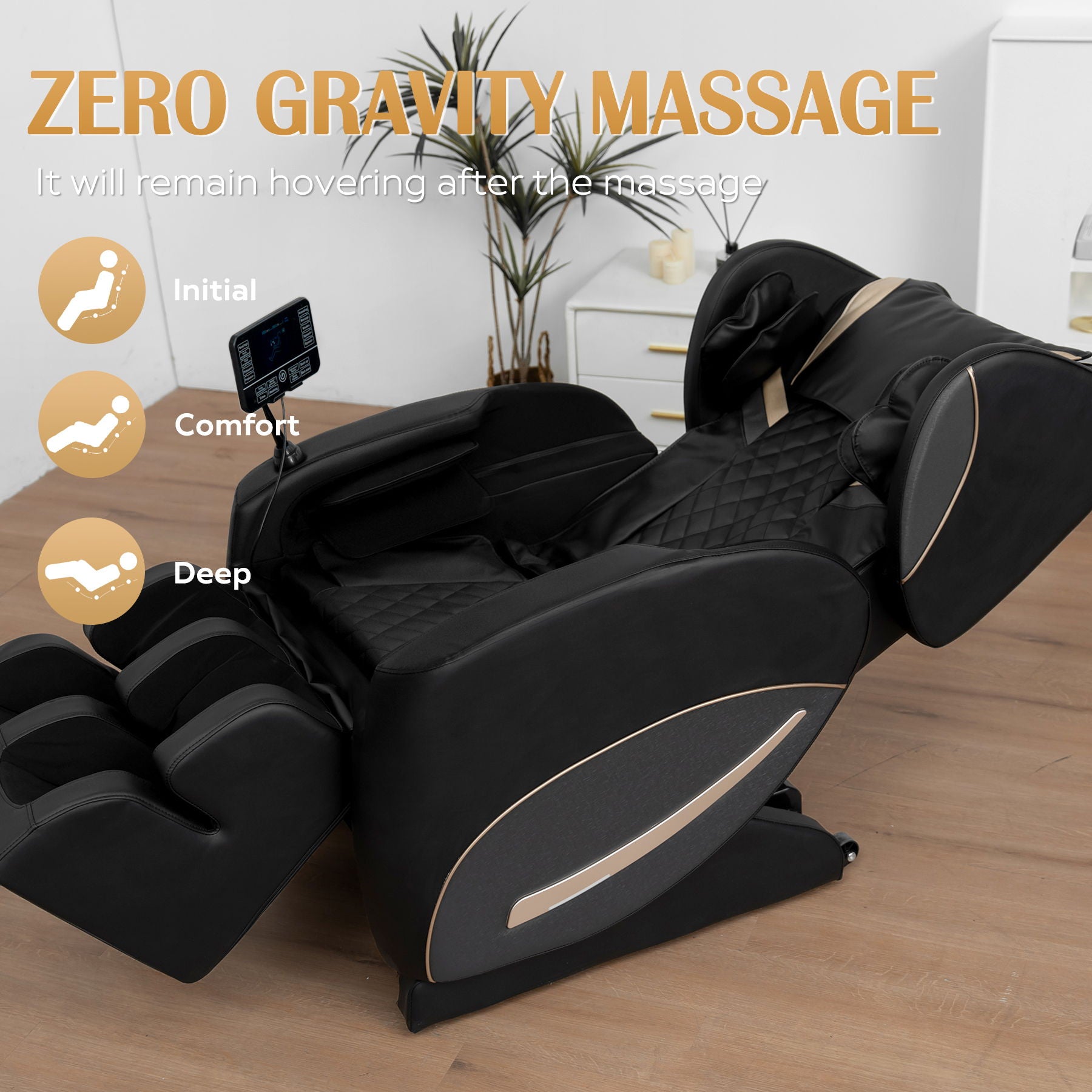 Zero Gravity Massage Chair Recliner With 10 Massage Heads And Full-Body Air Pressure - Black