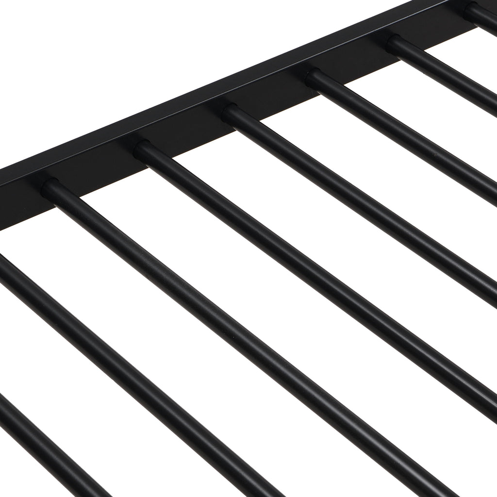 Twin Over Full Modern Metal Bunk Bed With Trundle - Black