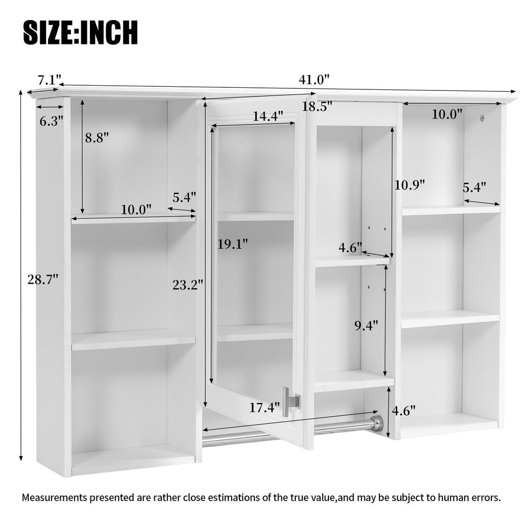3 In 1 Modern Bathroom Mirror Cabinet With Adjustable Shelf, Soft Close Door, High Definition Mirror & Towel Bar