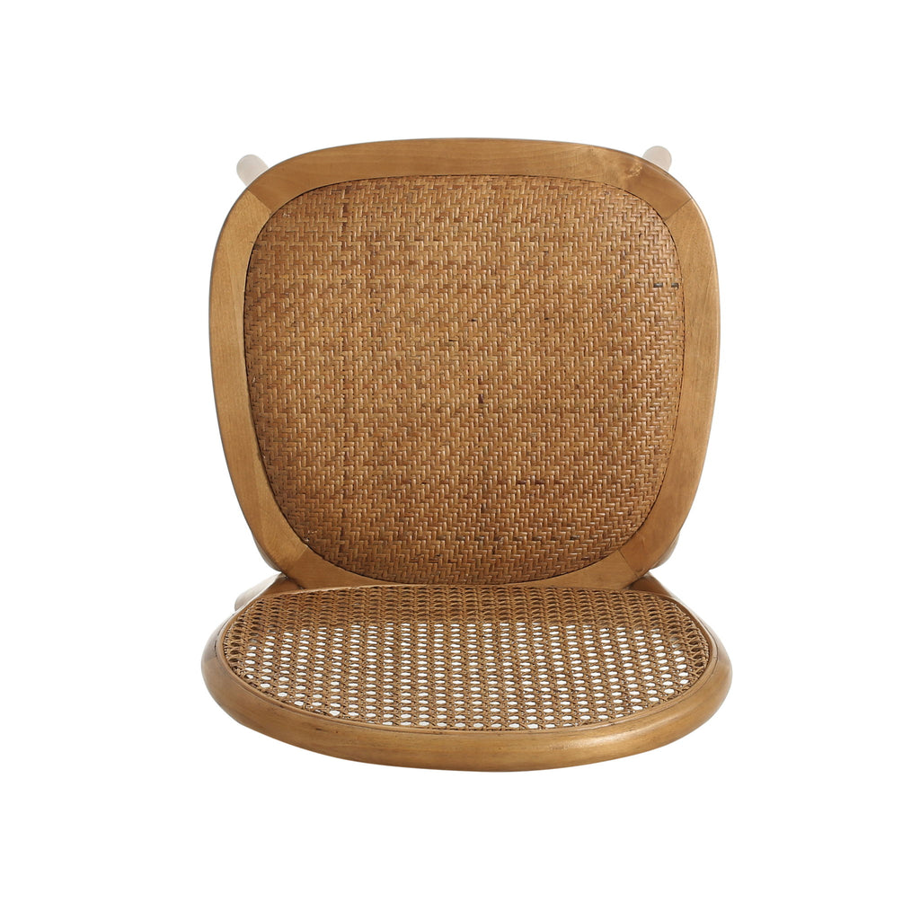 Oval Dining Table Set With 4 Birch Rattan Chairs - Brown / Light Brown