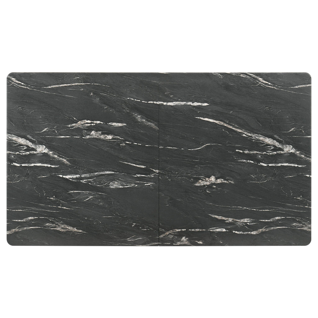 Bellingham - Dining Table With Self Storing Extension Leaf - Black Marble-Look Sintered Stone