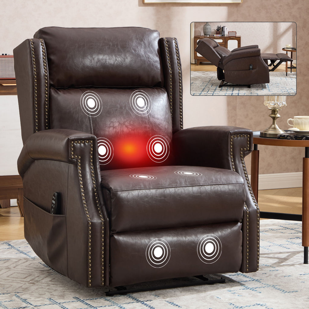 Manual Recliner Chair With Heavy Duty Motion Mechanism, 8 Vibrating Nodes And 3 Massage Modes For Living Room