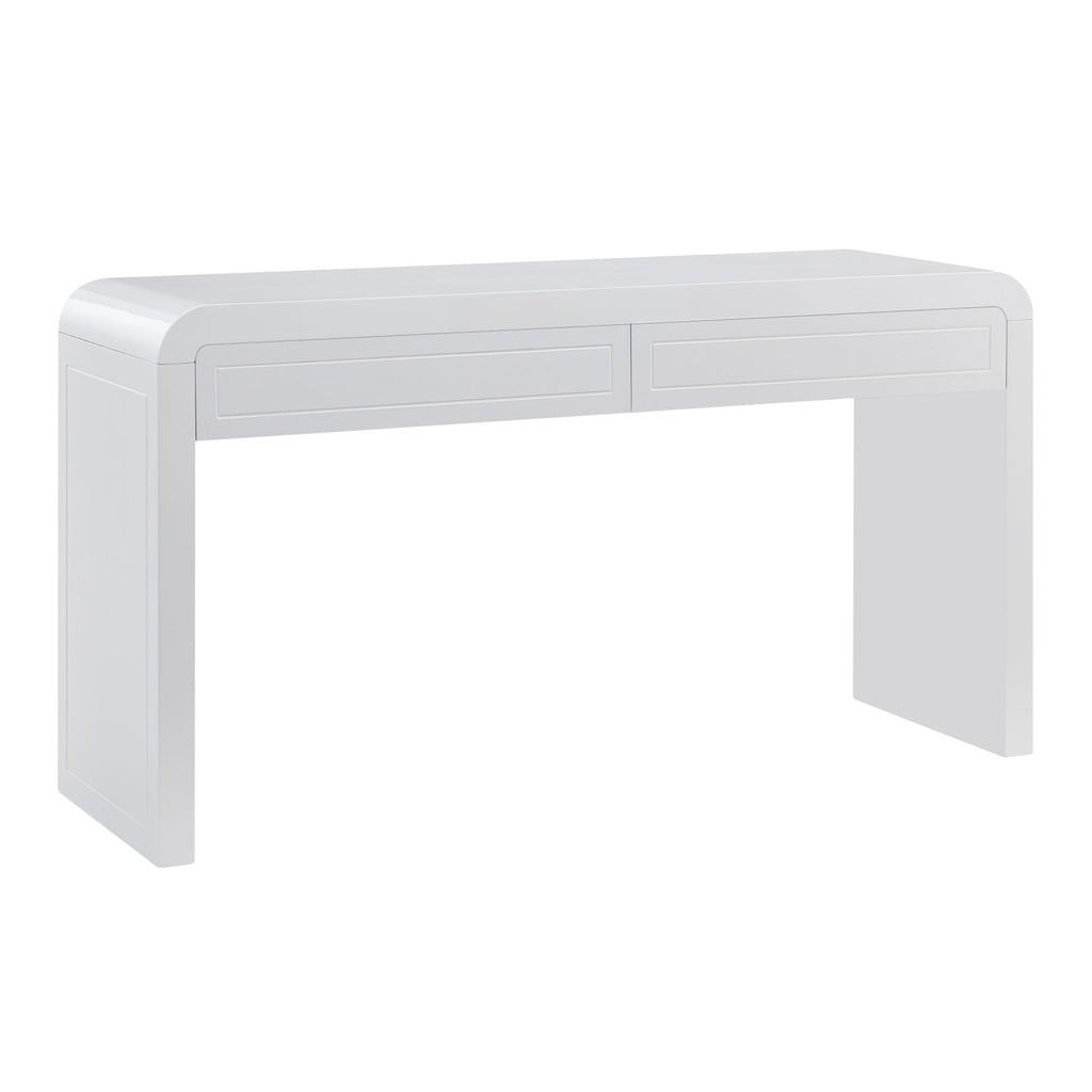 Curved Console Table With Storage, 2 Drawers - White