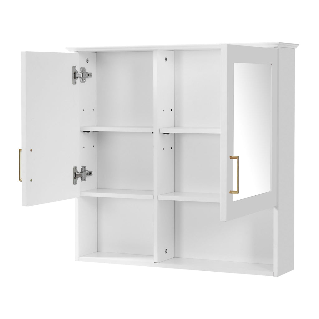 2 In 1 Wall-Mounted Mirror Cabinet With Adjustable Shelves, Soft-Close Doors, High-Definition Mirror & Storage