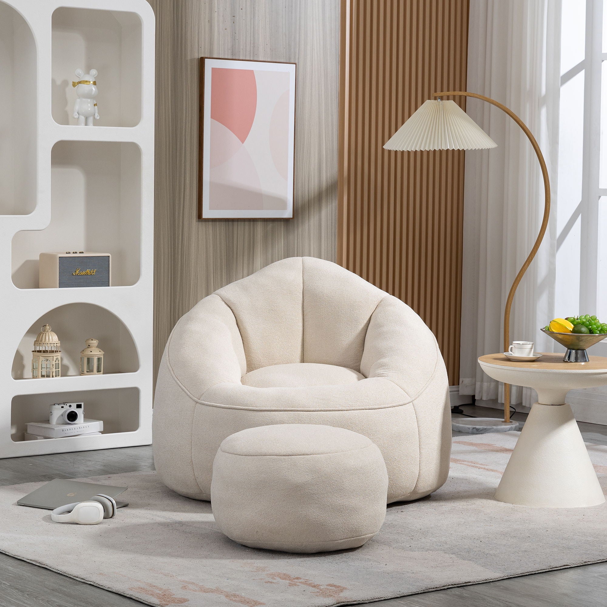 Bedding Bean Bag Sofa Chair High Pressure Foam With Footrest