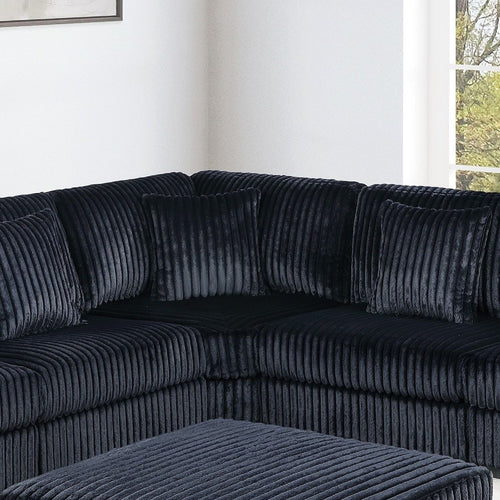 1 Piece Corner Wedge Only Texture Upholstered Modular Living Room Furniture - Black