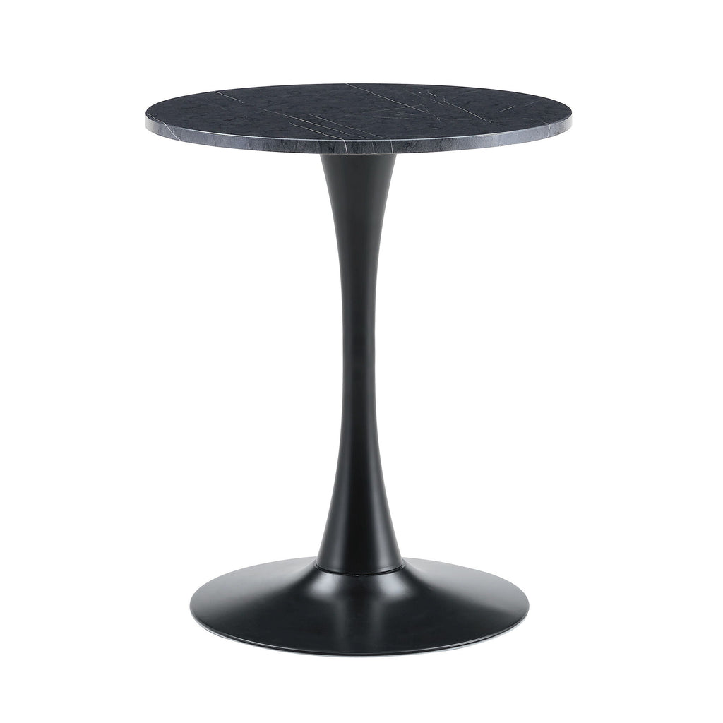 Round Dining Table With Faux Marble Top And Metal Pedestal +, 23.6" Diameter For Kitchen, Living Room, Small Spaces