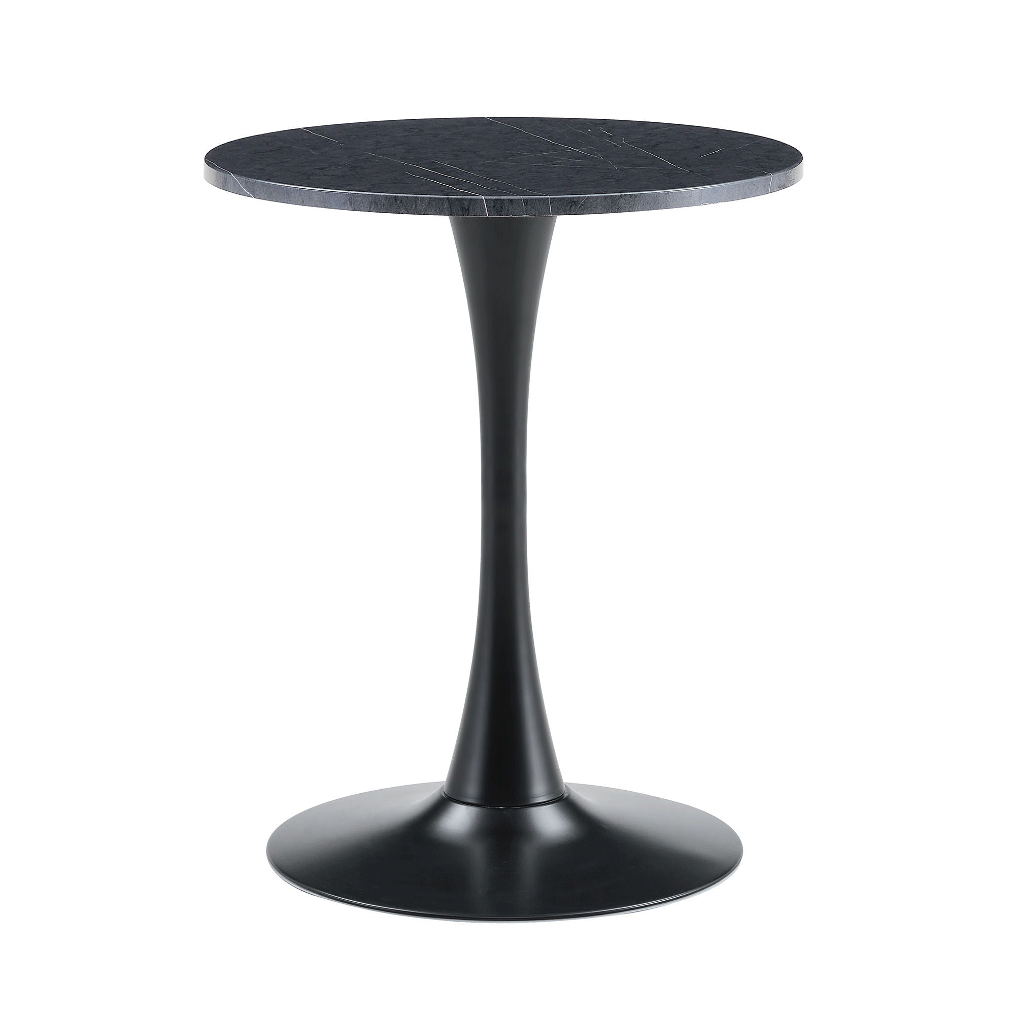 Round Dining Table With Faux Marble Top And Metal Pedestal +, 23.6" Diameter For Kitchen, Living Room, Small Spaces