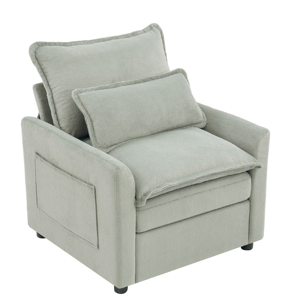 Modern Single Seat Accent Chair With Side Storage Pockets