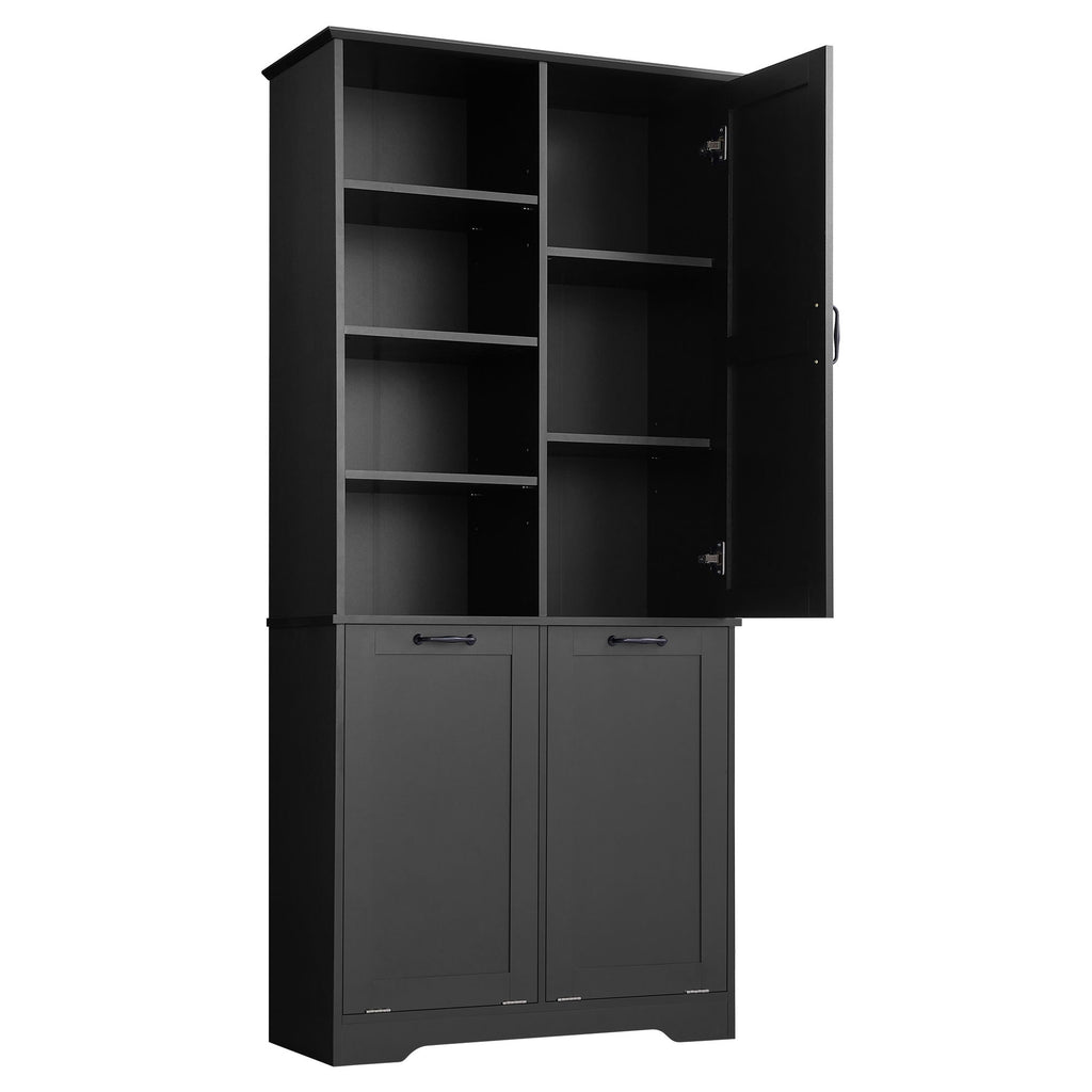 Freestanding Bathroom Storage Cabinet With Doors And Drawers, Adjustable Shelves, Tilt-Out Laundry Hamper
