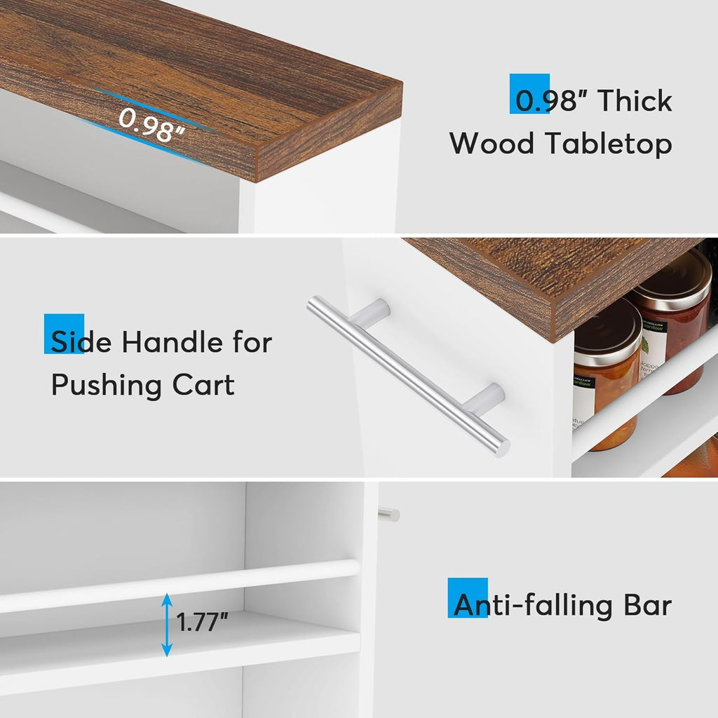 4 Tier Narrow Rolling Kitchen Slim Storage Cart