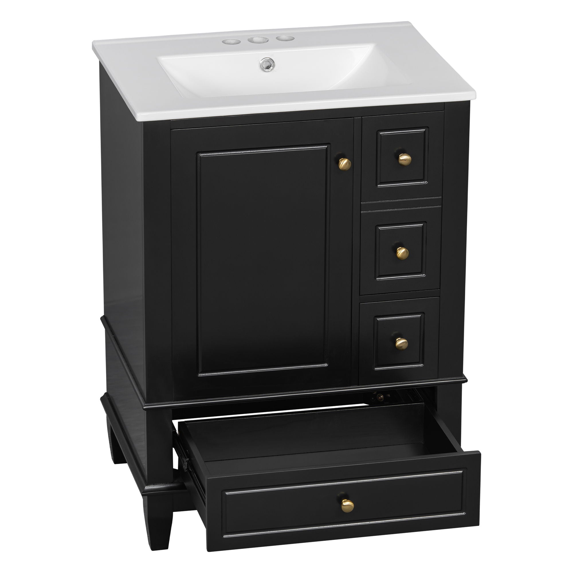 Modern Bathroom Vanity With Sink, Freestanding Cabinet With Drawers And Storage Shelves