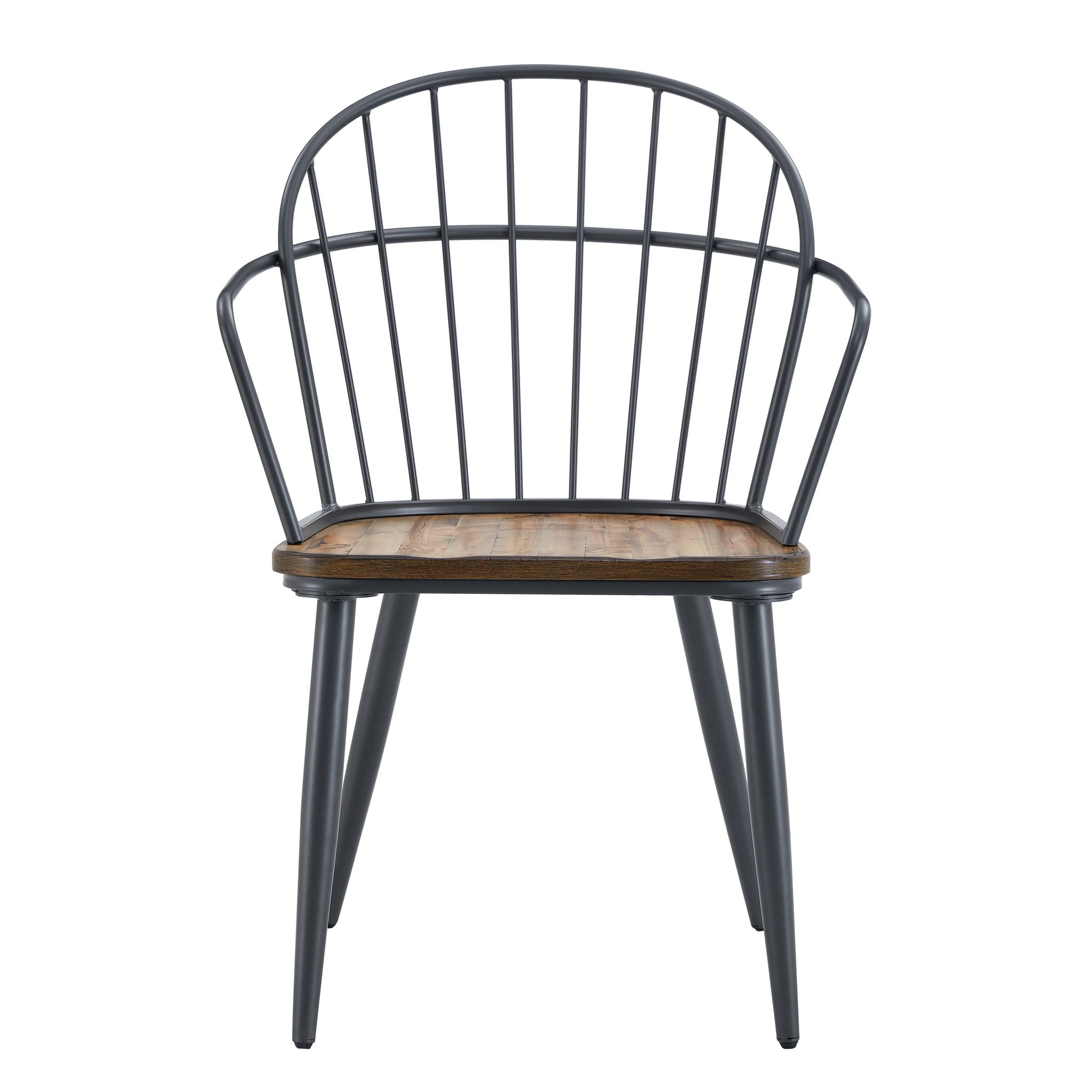 Industrial Inspired Indoor Dining Chair With Metal Legs And Birch (Set of 2) - Black / Natural