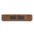 TV Stand With 2 Drawers, Doors & Cable Management, Soft Closing Hinges - Walnut