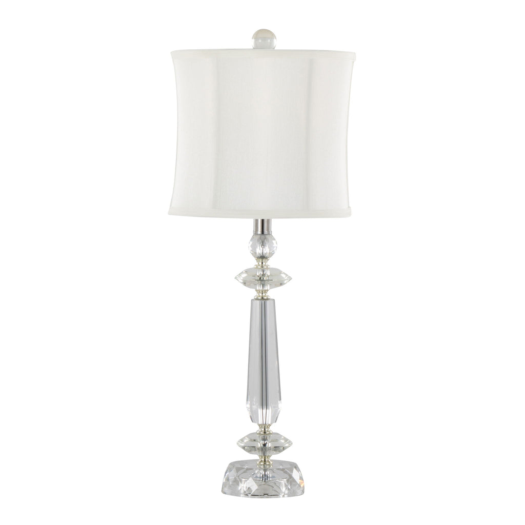 Karat - Contemporary Crystal Table Lamp (Set of 2) - Clear Crystal / Chrome / White Softback