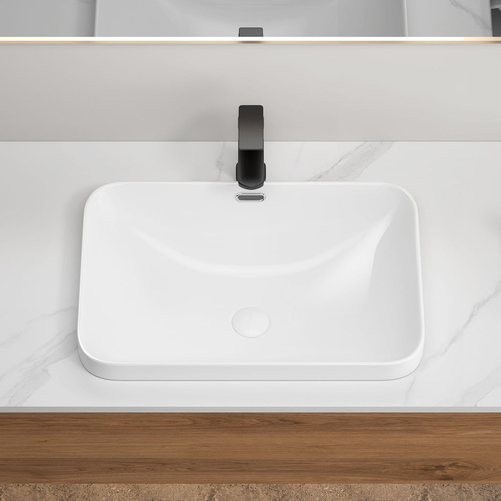 Undermount Bathroom Sink, Vessel Basin For Vanity Countertop - Milk White