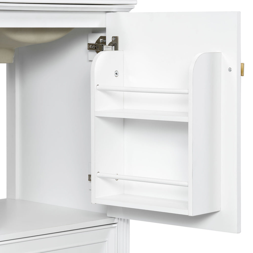 Freestanding Bathroom Vanity With Sink, Soft Closing Door, Drawer Storage - White
