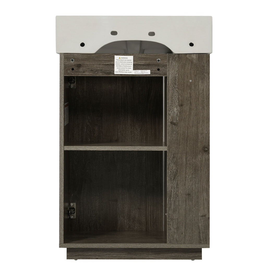 Bathroom Vanity With Sink, Freestanding Wood Grain Cabinet With Storage