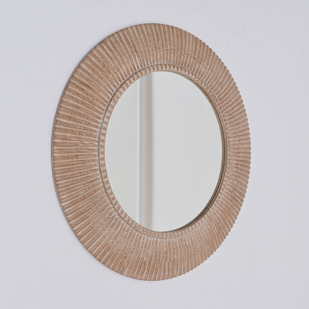 Handcarved Decorative Hanging Wall Mirror - Antique Brown / White