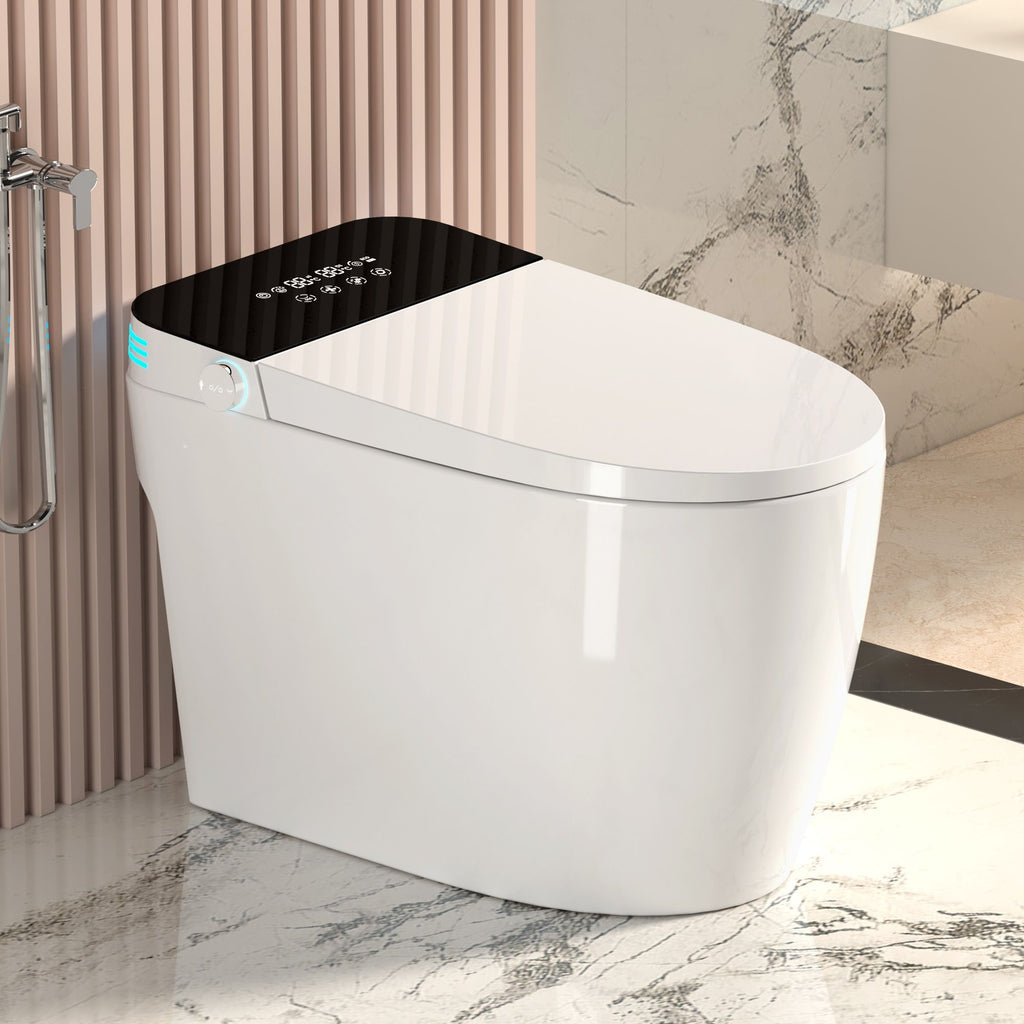 Smart Heated Bidet Toilet With Auto Open / Close Seat, Warm Water Wash, Dryer, And LED Display - White