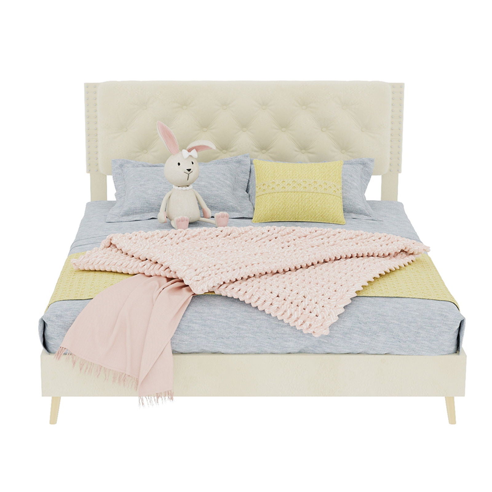 Upholstered Bed With Tufted Headboard