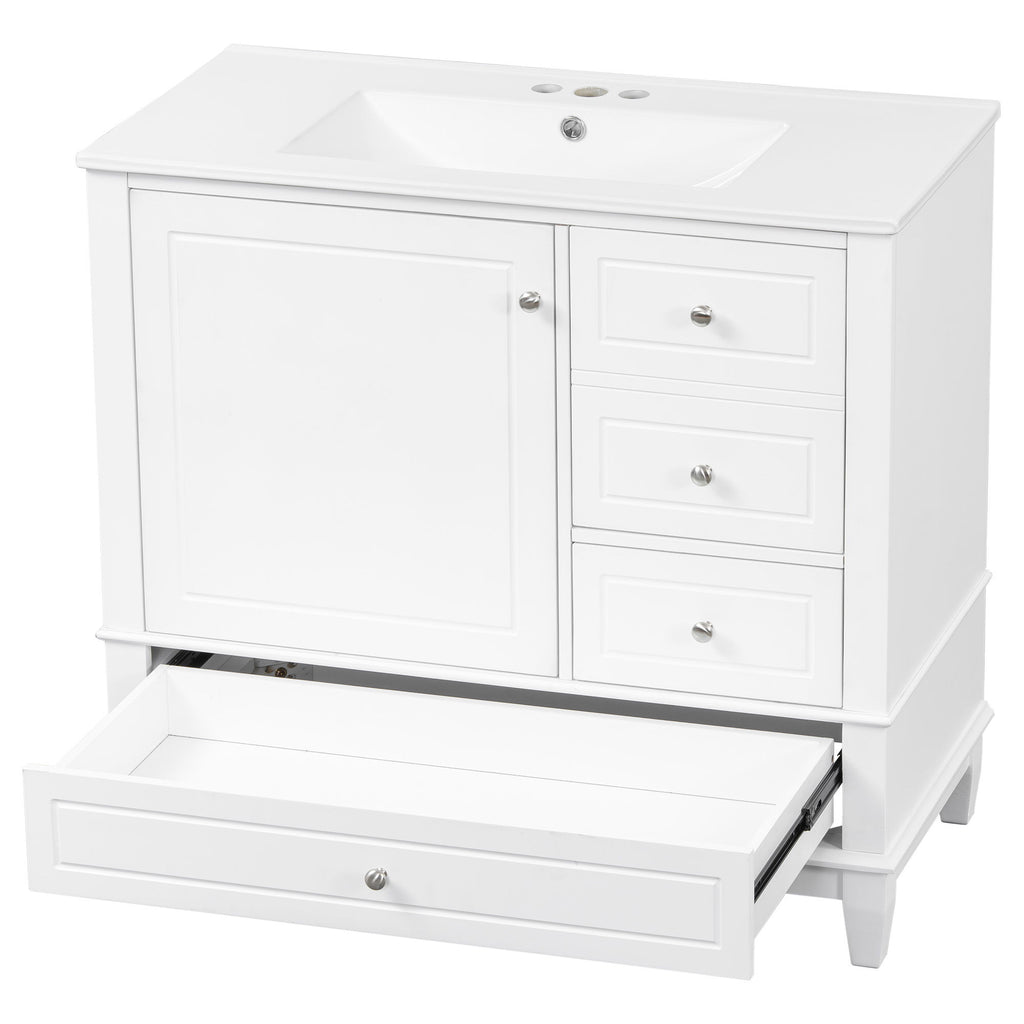 Modern Bathroom Vanity With Sink, 3 Drawers & Cabinet