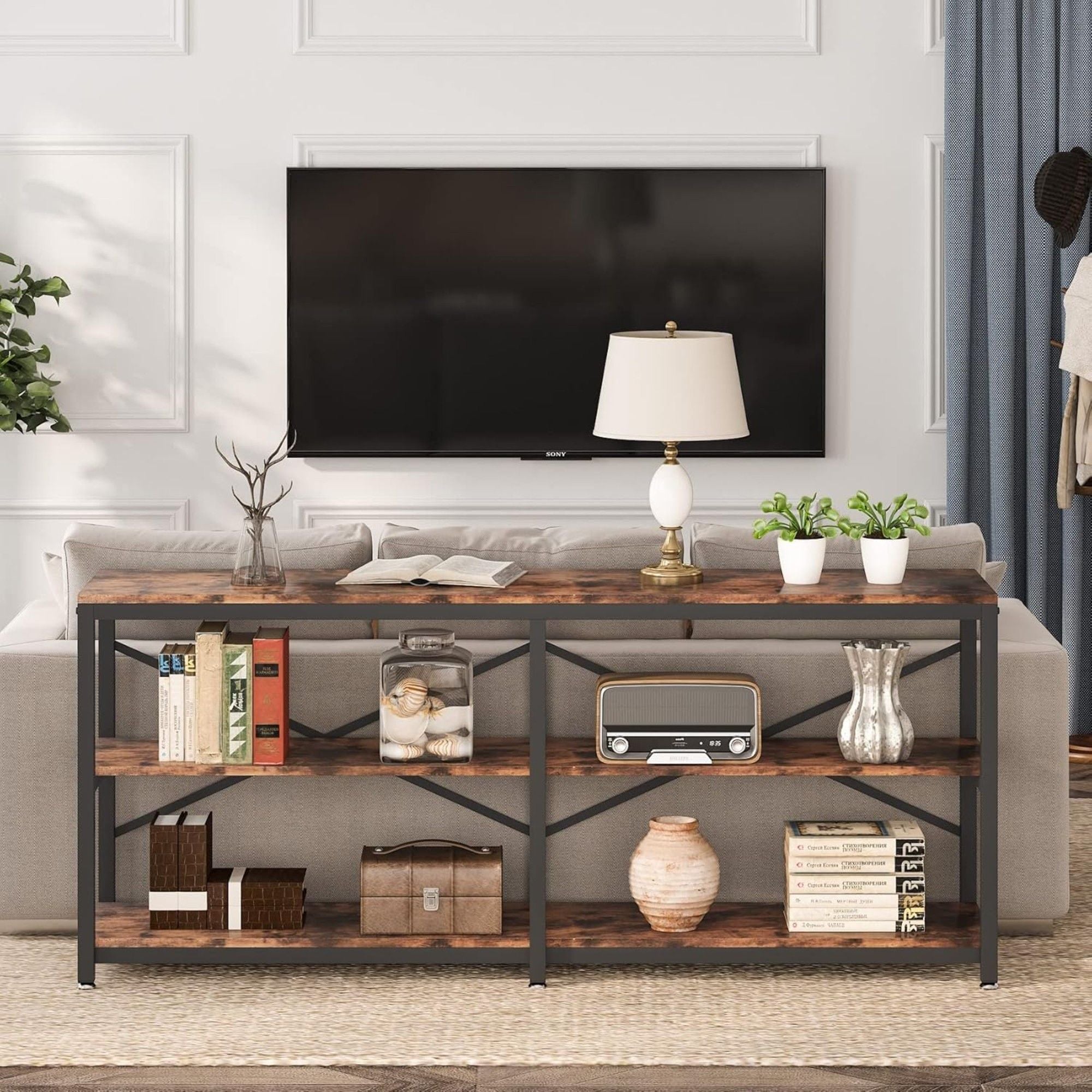 Console Table With X Back Design, Extra Long Storage