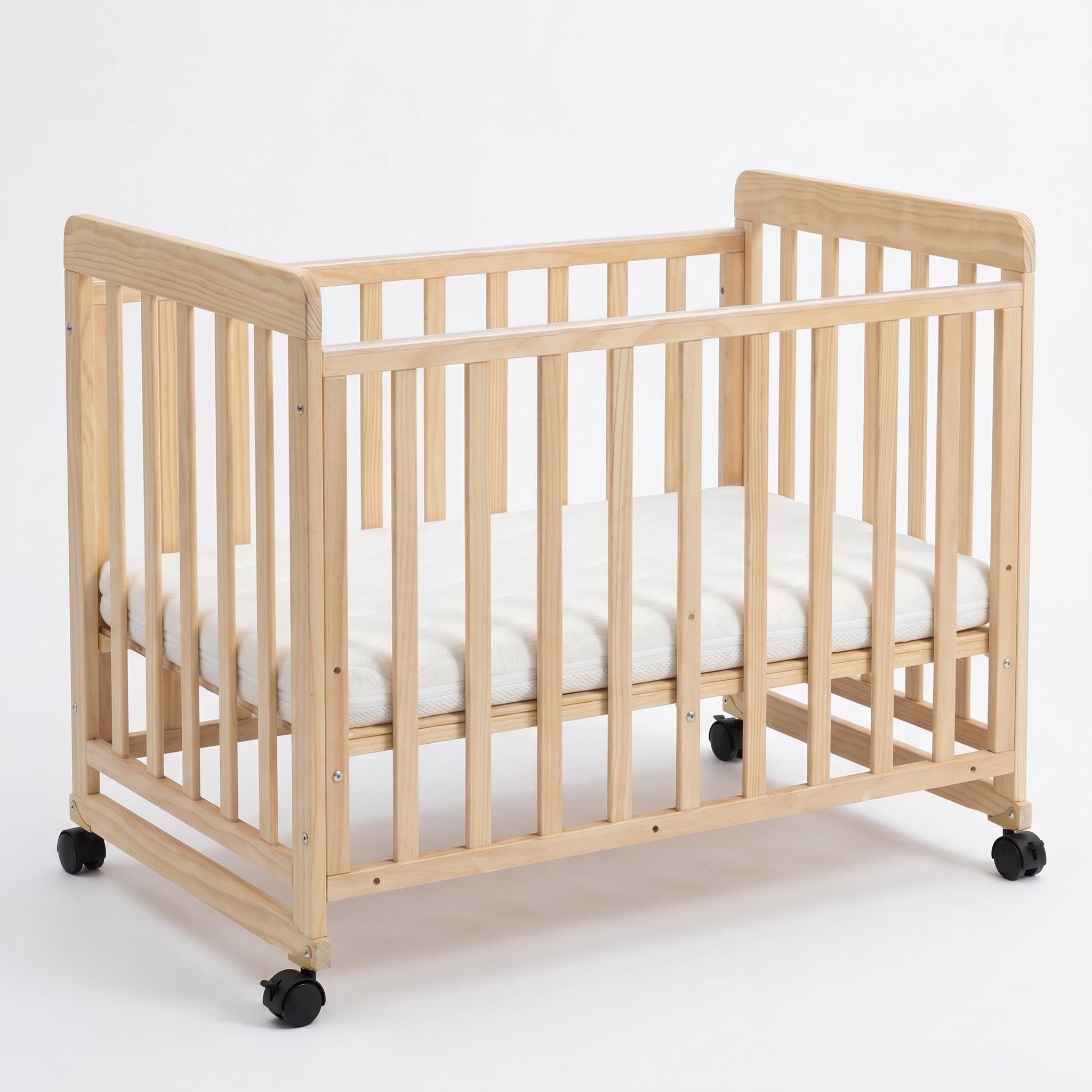 Portable Bedside Bassinet With 3 Adjustable Heights, Mini Crib For Newborns - Natural Wood