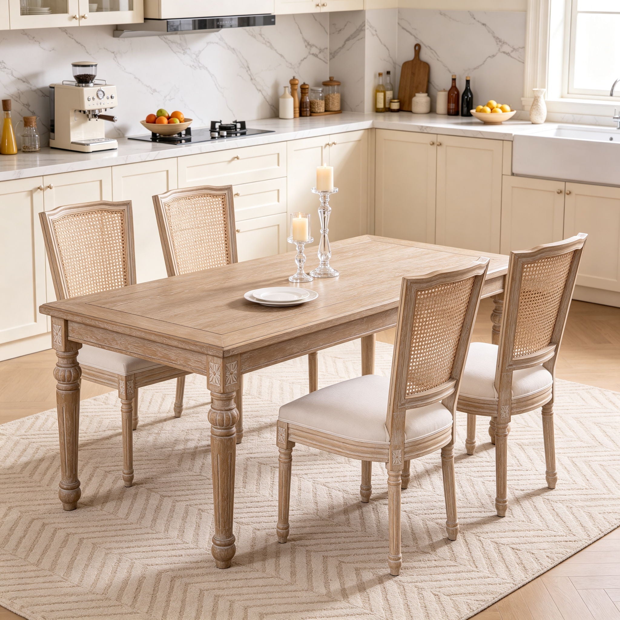 Upholstered Dining Chairs With T - Shaped Back (Set of 2) - Beige