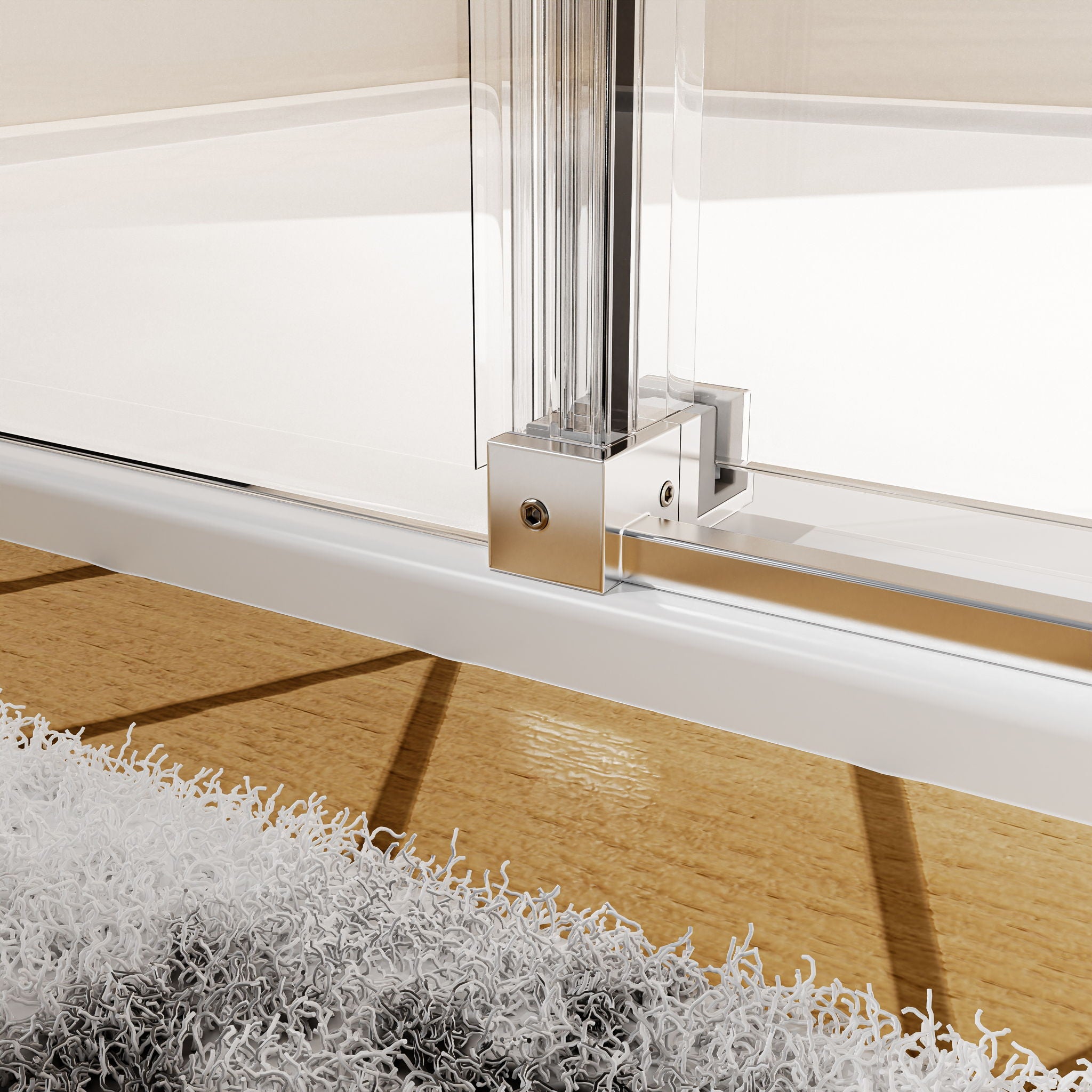 Frameless Single Sliding Shower Door, Sgcc Tempered Glass, Reversible