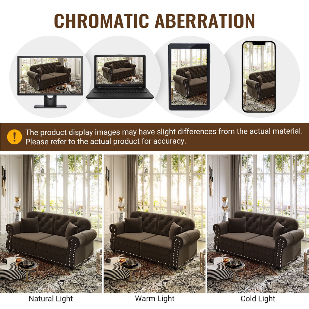 Sofa With Nailhead Trim And Rolled Armrests