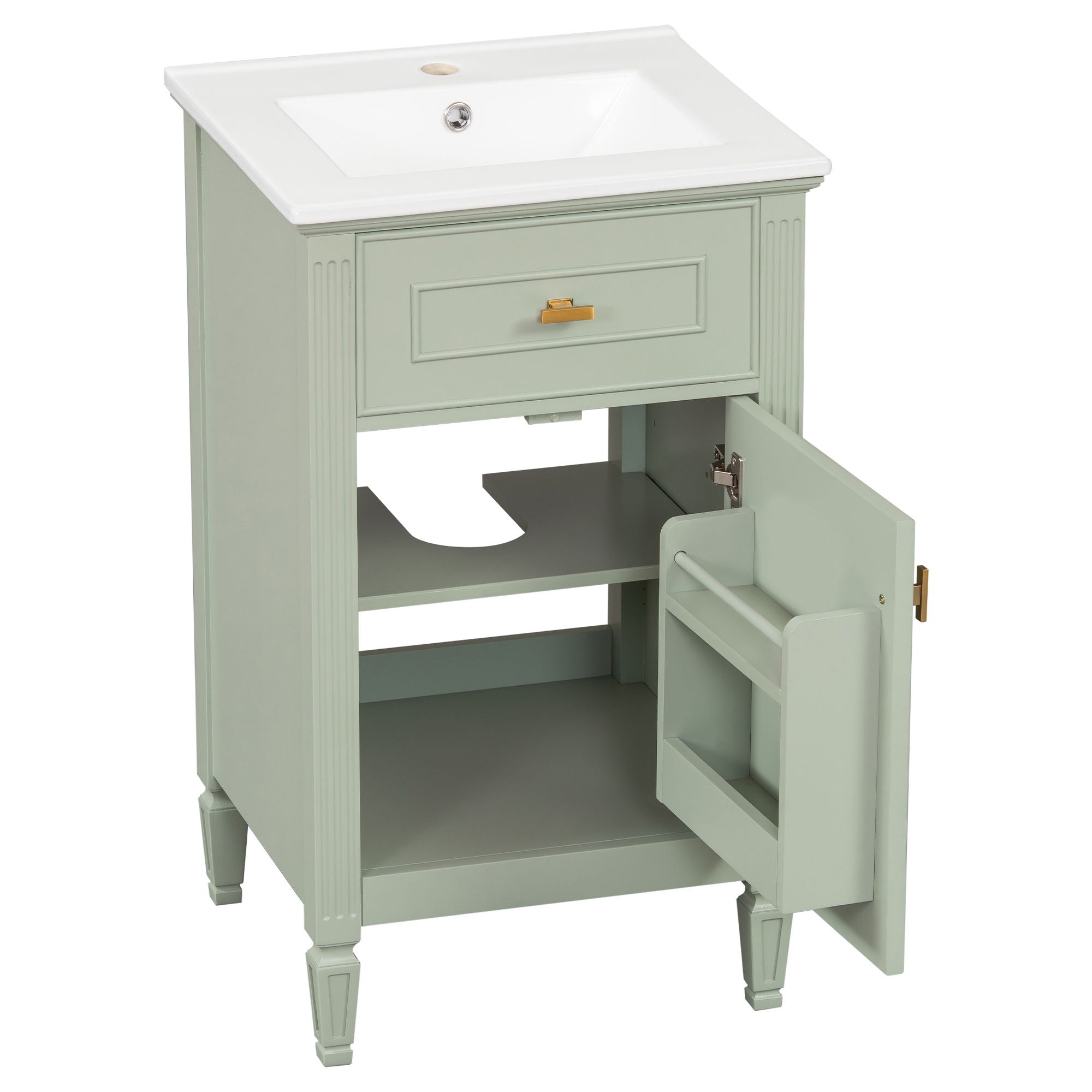Bathroom Vanity With Sink, Adjustable Shelf, Tilt-Out Drawer