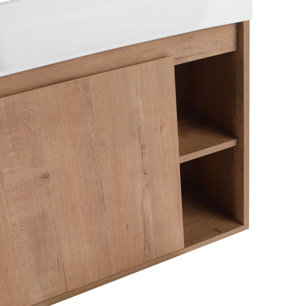24" Wall Mounted Bathroom Vanity & Sink & Soft Close Door - Imitative Oak / White
