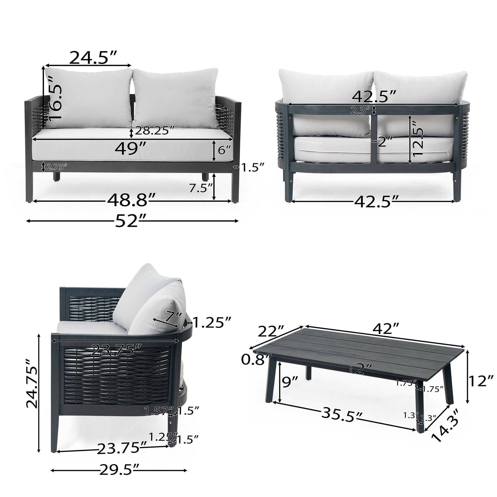 Outdoor Seating Group With Cushions And Coffee Table
