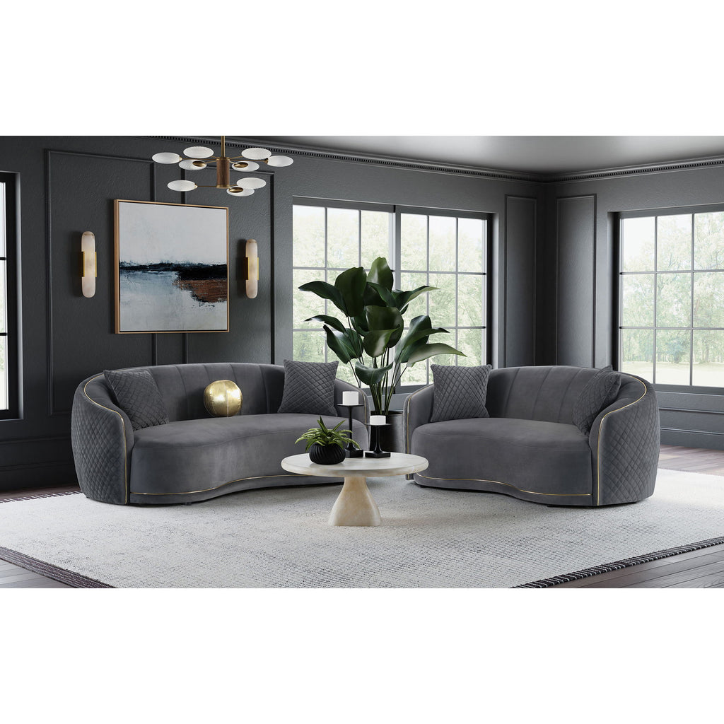 Lorraine - Upholstered Curved Loveseat - Dark Gray