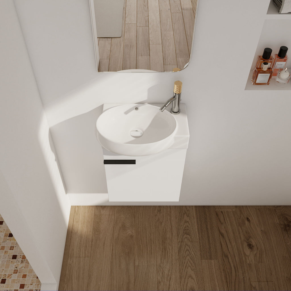 Soft Close Doors Bathroom Vanity With Sink, Compact Wall Mounted Design Basin